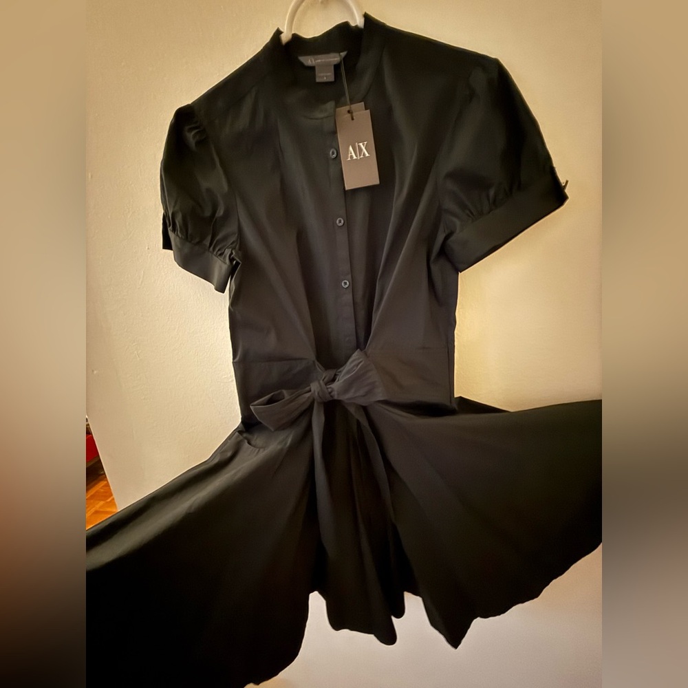 A/X Armani Exchange 🖤 Season ‘09 Black Mini Dress with Bow Woman’s Size 8